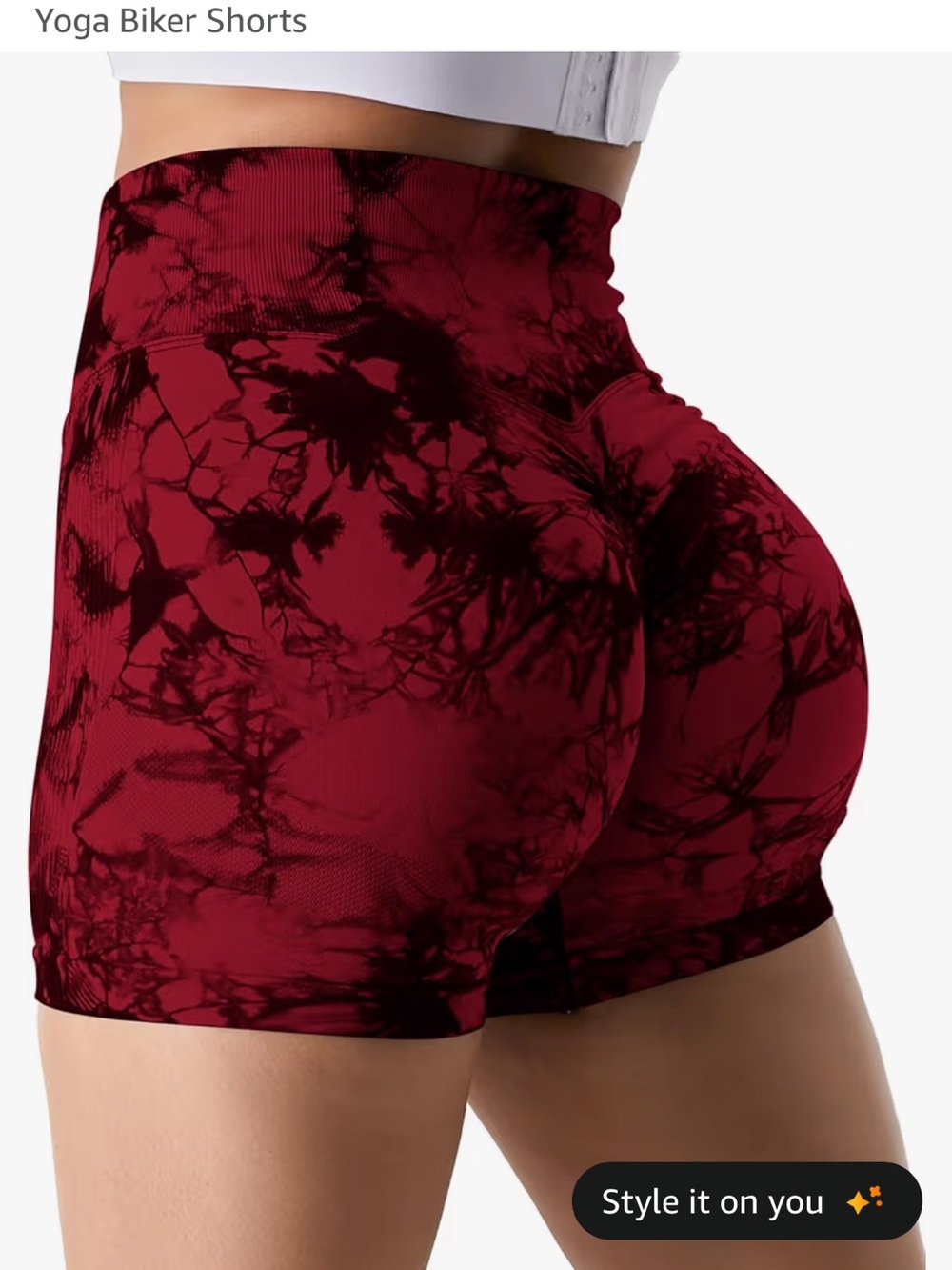 Amazon Red and Black Tie-Dye High-Waist Bike Shorts
